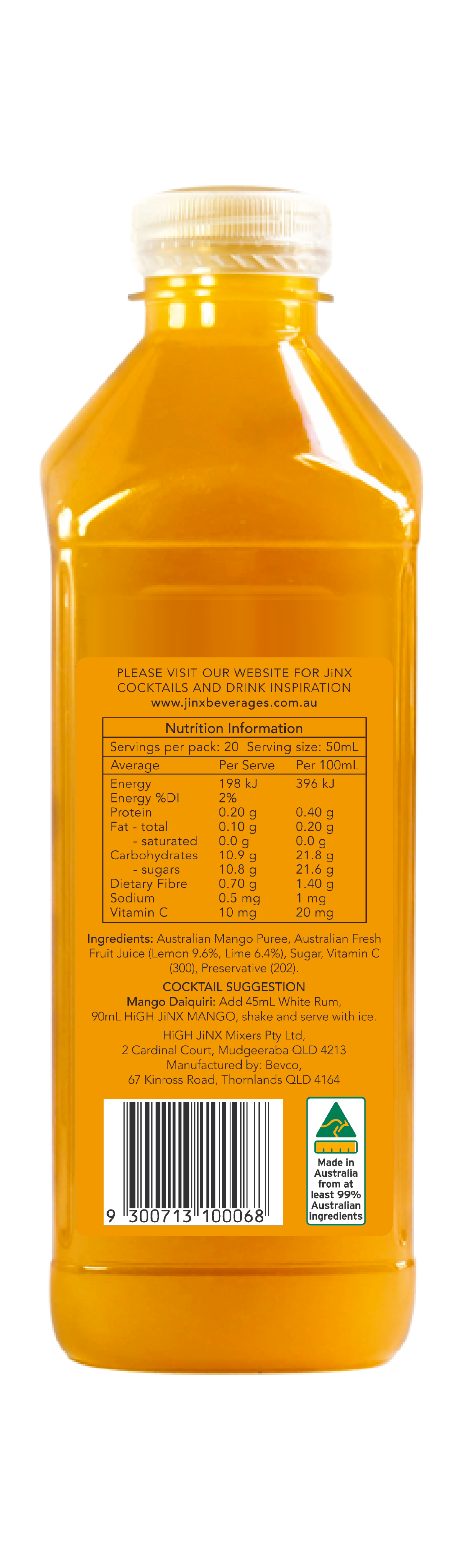 Real Fruit MANGO Cocktail Mix 1 Ltr